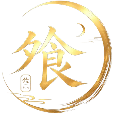 Golden Chinese character logo with crescent pattern at Asian Moon Sushi And Bar, a Japanese Restaurant in Cross River