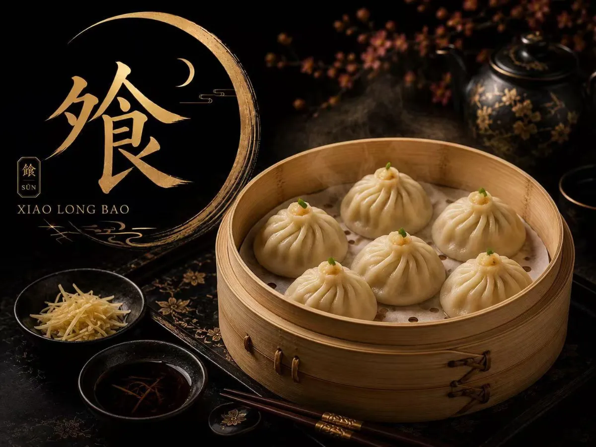 Steamed xiao long bao served in bamboo steamer at Asian Moon Sushi And Bar, a Japanese Restaurant in Cross River